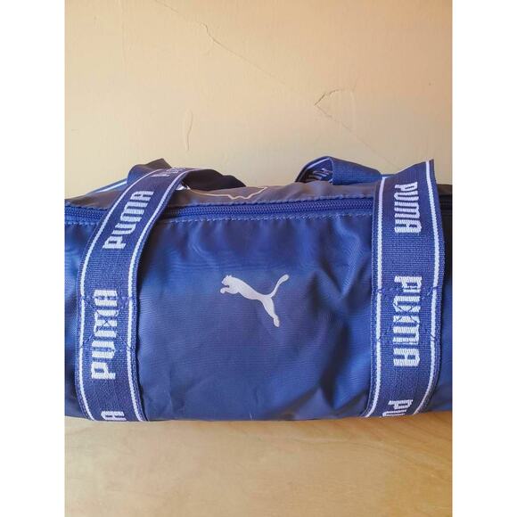 Puma Logo Commute Blue Dual Handle Mini Barrel Duffel Bag - Picture 6 of 11
